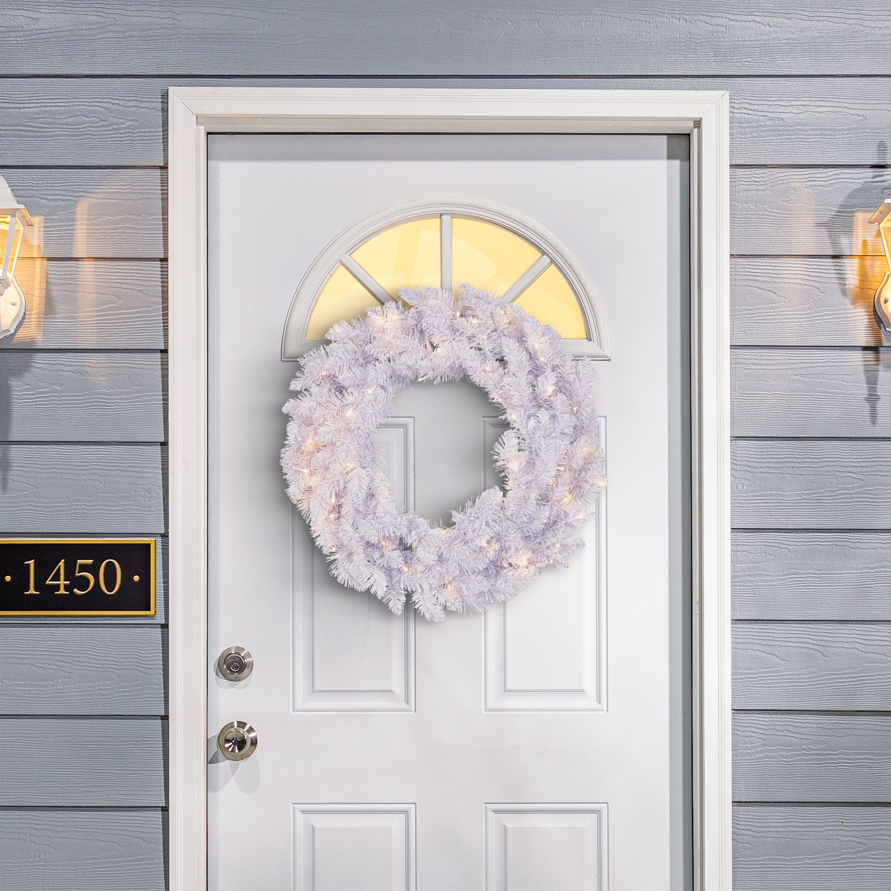 Sterling Charming 24 Inch Prelit PVC Tips Wreath with 50 Warm White LED Lights